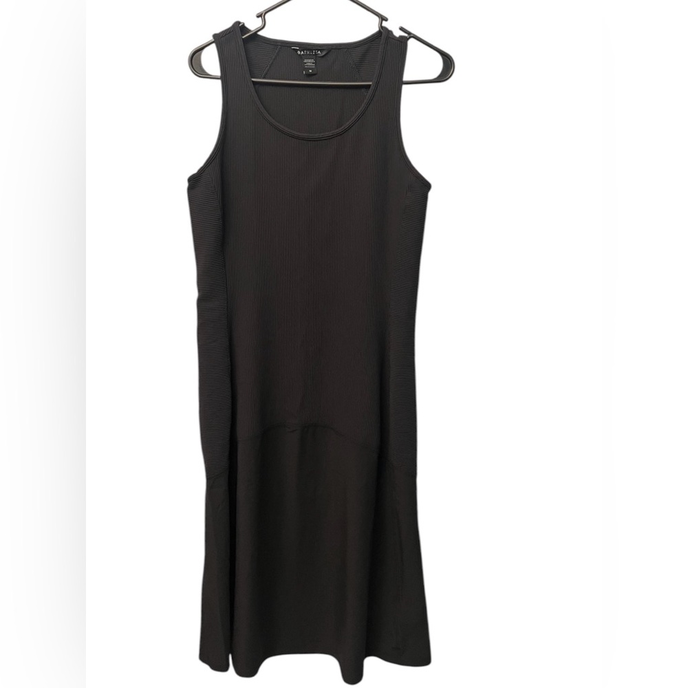 Athleta Black Ribbed Pacifica Tank Dress Midi Athleisure Size Medium